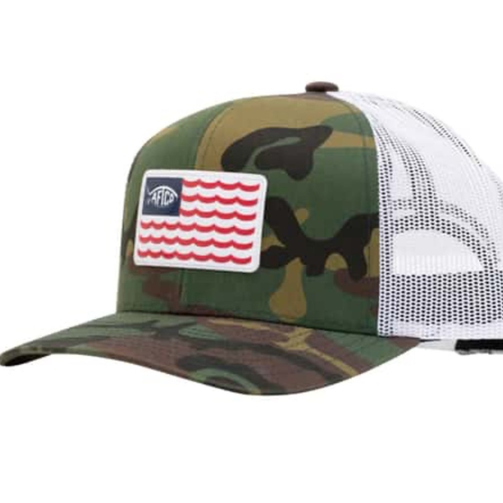AFTCO Green Camo Hat with White Mesh